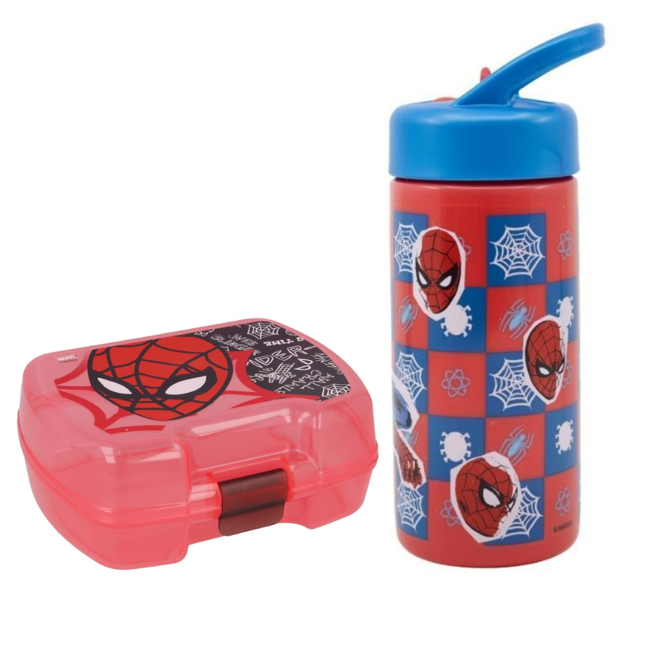 Stor - Urban Sandwich Box + Water Bottle 410ml. - Spiderman