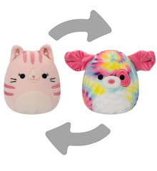 Squishmallows - Flip A Mallow 13 cm P17 - Laura The Pink Tabby Cat/Sheena The Tie Dye Swirl Dog