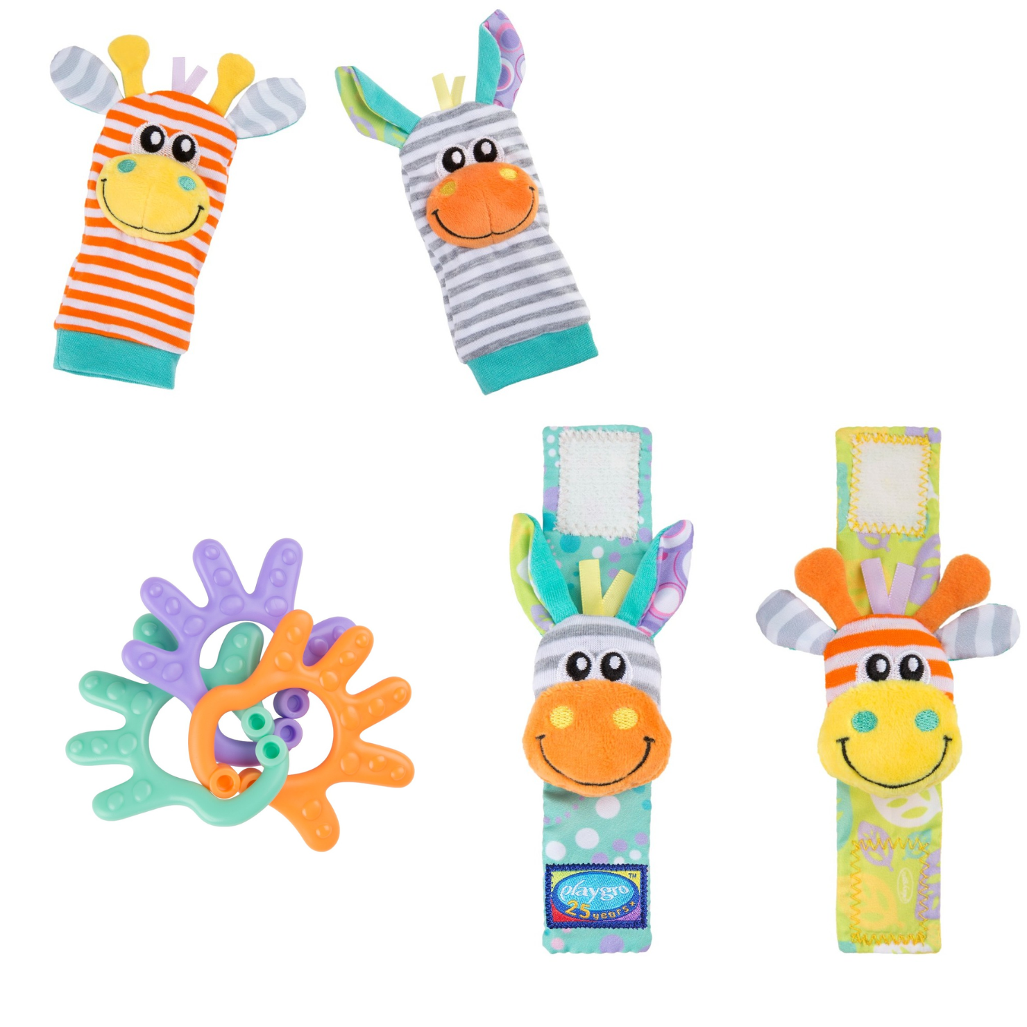 Playgro - Wrist Rattle and Foot Fingers - Jungle Friends Gift Pack (10188405) - Leker