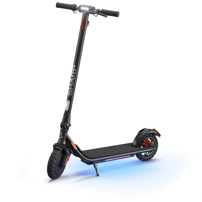 Sharp - Elektrische Scooter met LED-verlichting voetplaat - Zwart