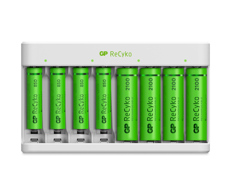 GP - ReCyko Battery Charger USB E811 incl. 4x AA 2100 mAh + 4 x AAA 850 mAh Batteries