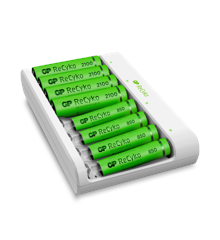 GP - ReCyko Battery Charger USB E811 incl. 4x AA 2100 mAh + 4 x AAA 850 mAh Batteries