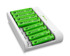 GP - ReCyko Battery Charger USB E811 incl. 4x AA 2100 mAh + 4 x AAA 850 mAh Batteries