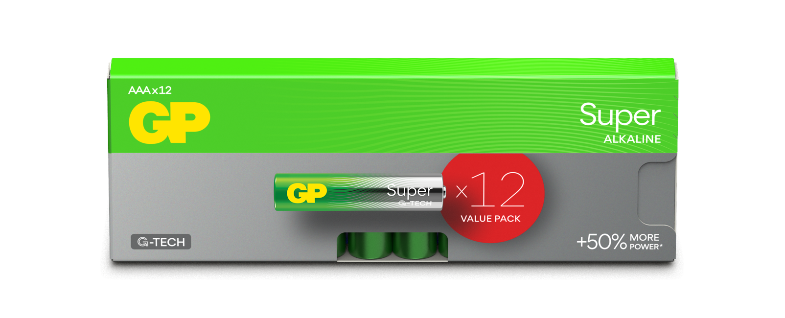 GP - Super Alkaline AAA Batterier, 24A/LR03, 1,5V, 12-pakning