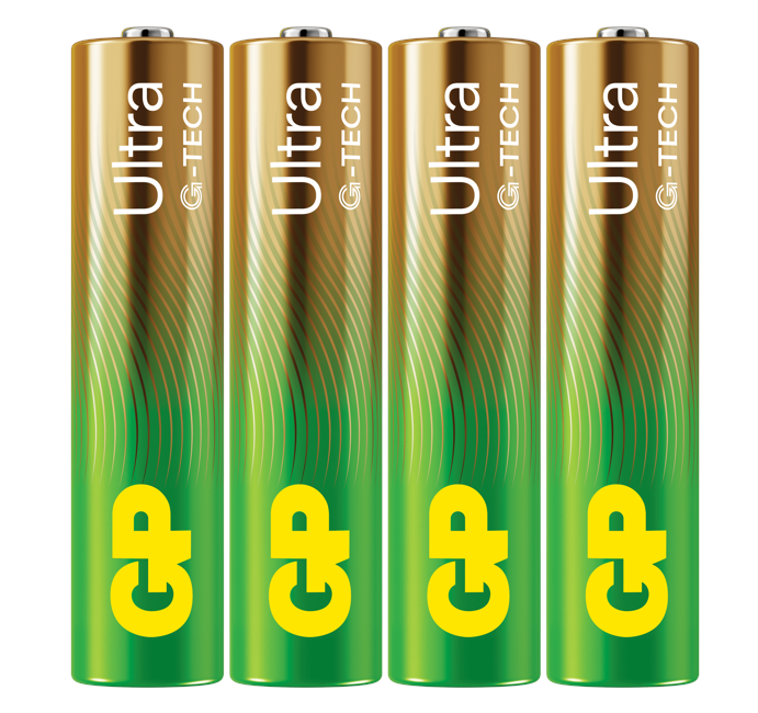 GP - Ultra Alkaline AAA Batteries, 24AU/LR03, 1.5V, 4-Pack