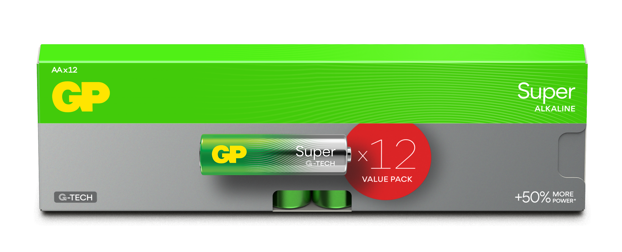 GP - Super Alkaline AA Batteries, 15A/LR6, 1.5V, 12-Pack - Elektronikk
