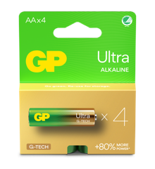 GP - Ultra Alkaline AA Batterien, 15AU/LR6, 1,5V, 4er Pack