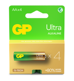 GP - Ultra Alkaline AA Batterien, 15AU/LR6, 1,5V, 4er Pack