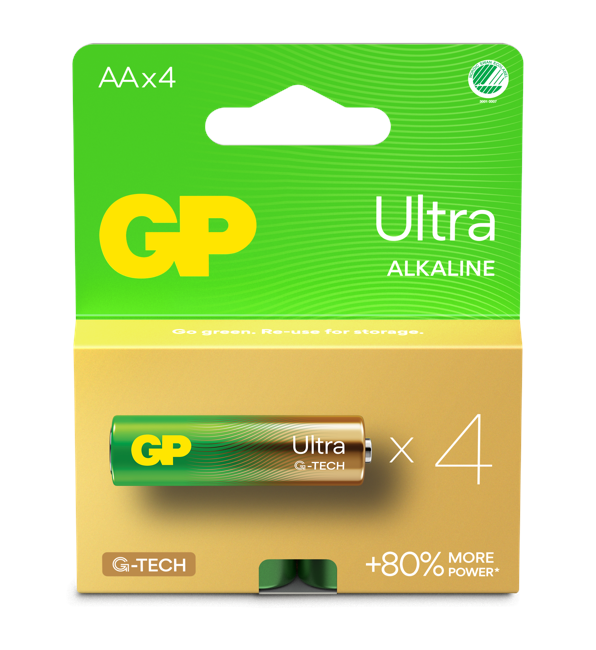 GP - Ultra Alkaline AA Batterier, 15AU/LR6, 1.5V, 4-Pakke