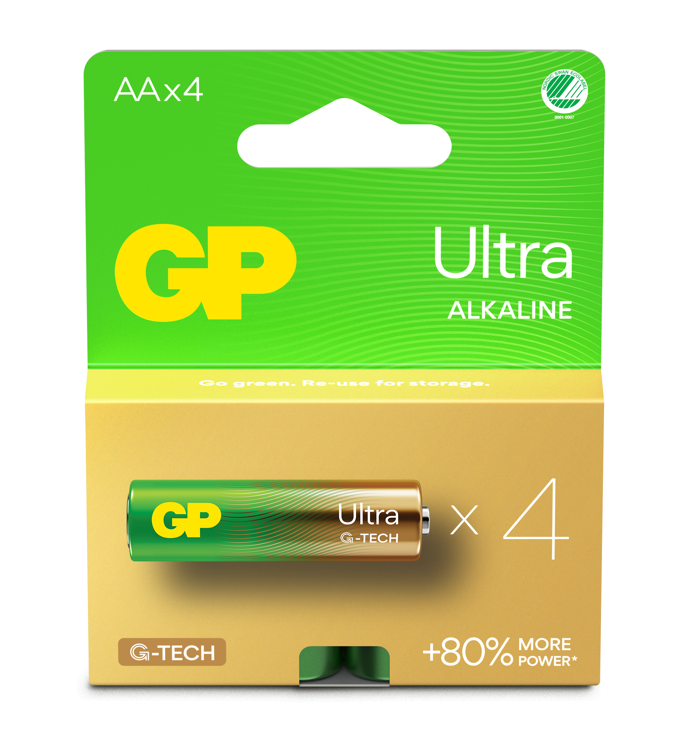 GP - Ultra Alkaline AA Batteries, 15AU/LR6, 1.5V, 4-Pack