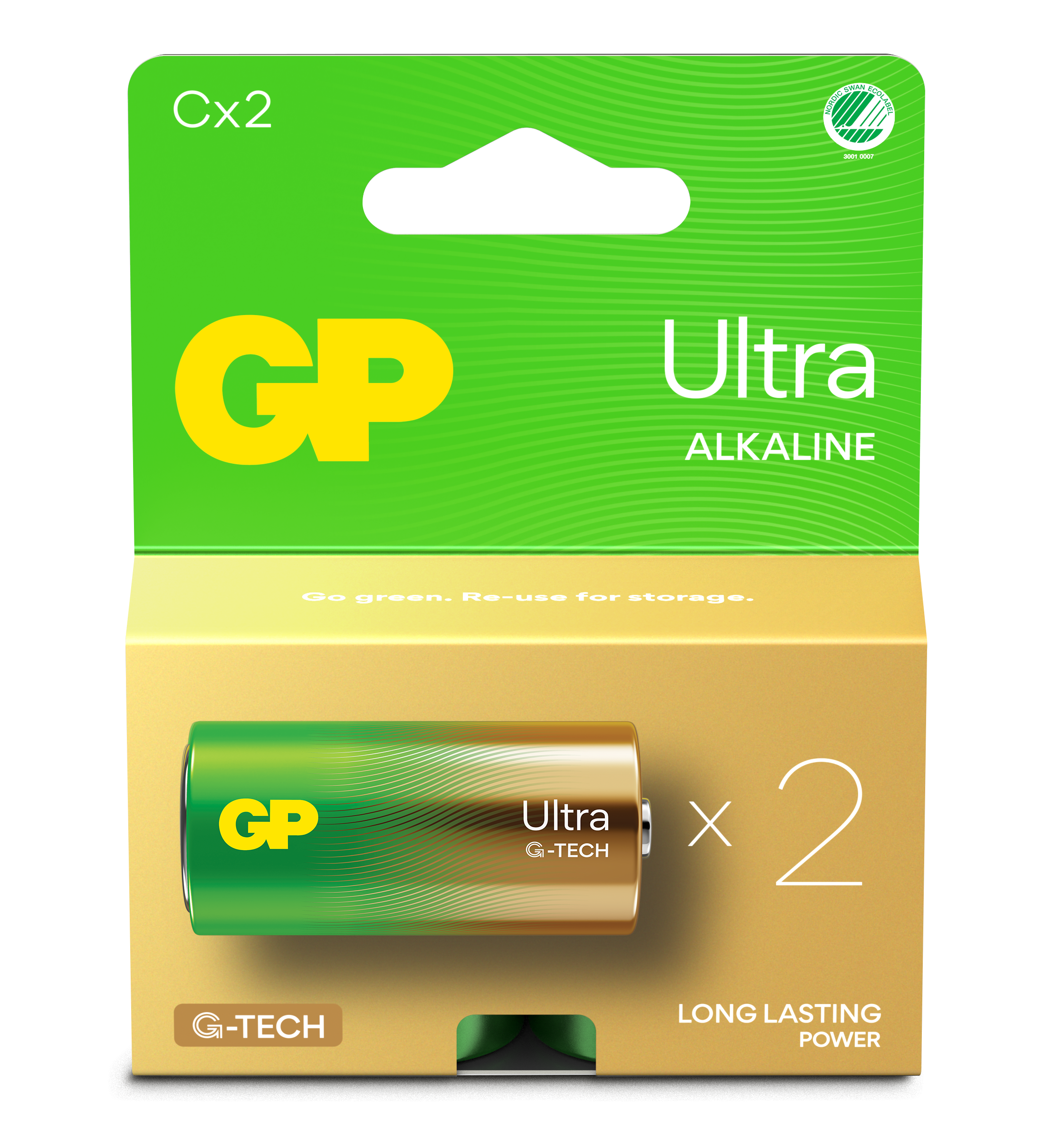 GP - Ultra Alkaline C Batteries, 14AU/LR14, 1.5V, 2-Pack - Elektronikk