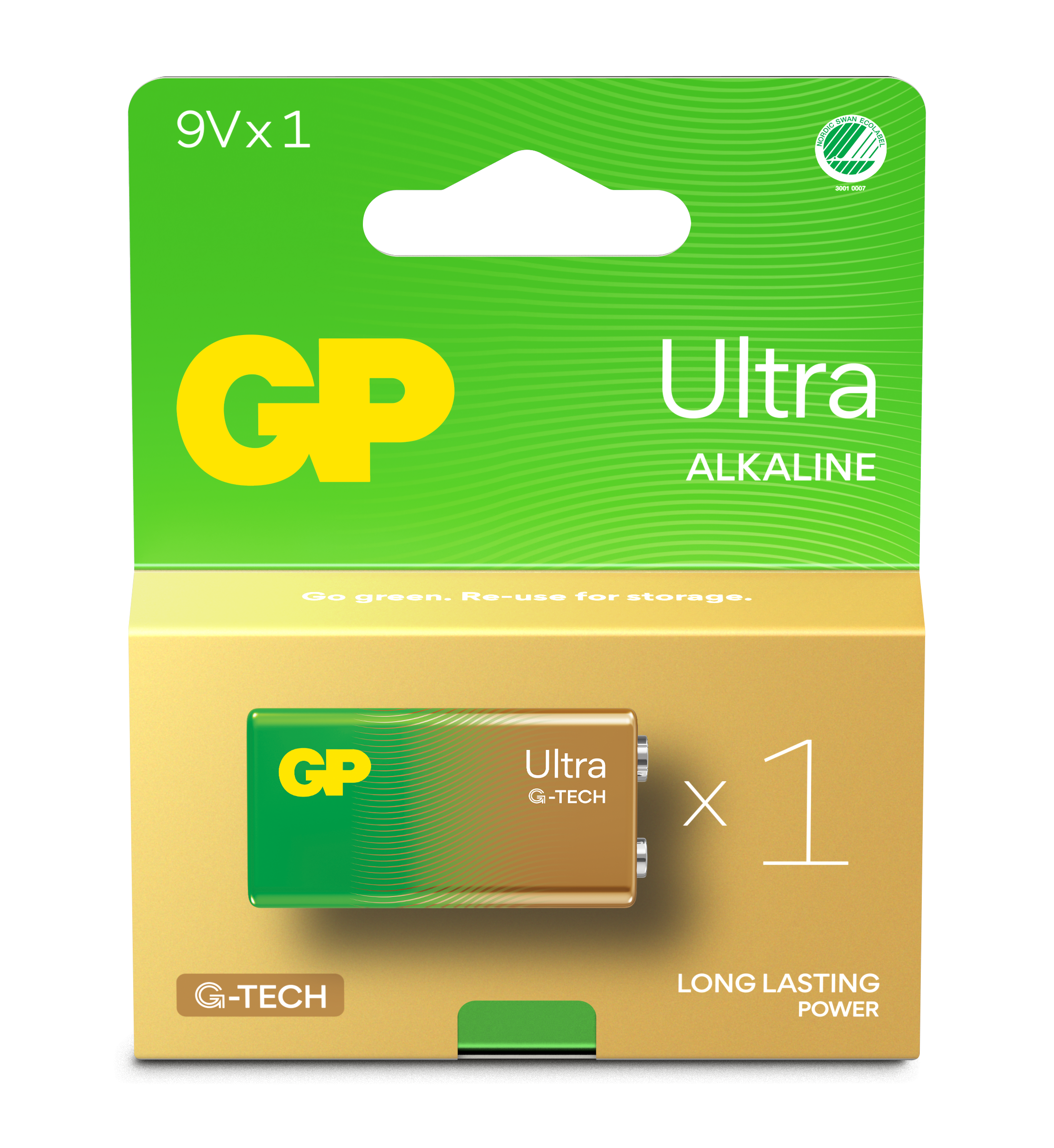 GP - Ultra Alkaline 9V Battery, 1604AU/6LF22, 1-Pack - Elektronikk