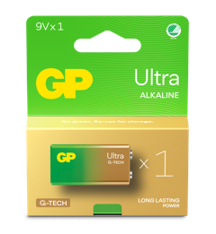 GP - Ultra Alkaline 9V Paristo, 1604AU/6LF22, 1 kpl.