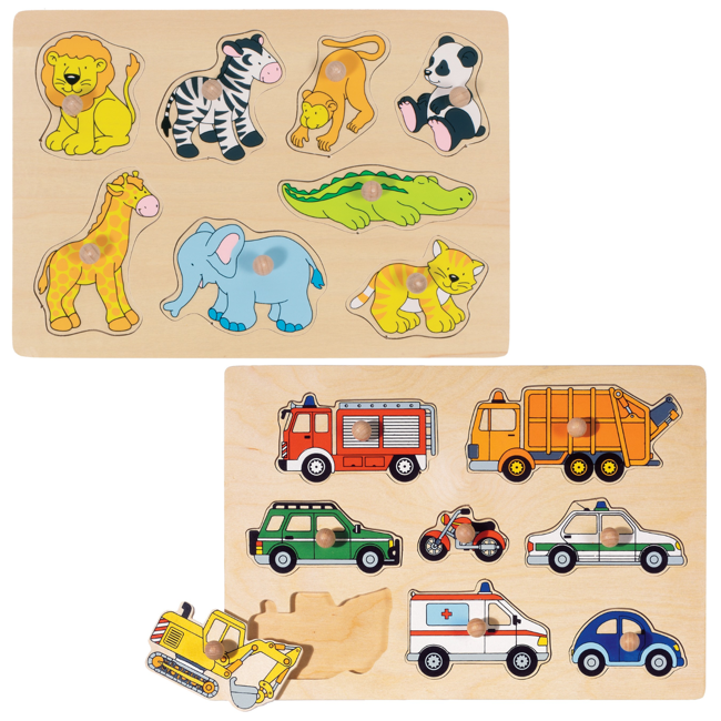 GOKI - Means of transport & Zoo animals, Lift-out puzzle (1240223/1240262)
