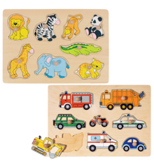 GOKI - Means of transport & Zoo animals, Lift-out puzzle (1240223/1240262)