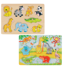 GOKI - African baby animals & Zoo animals, Lift out puzzle (1240209/1240262)