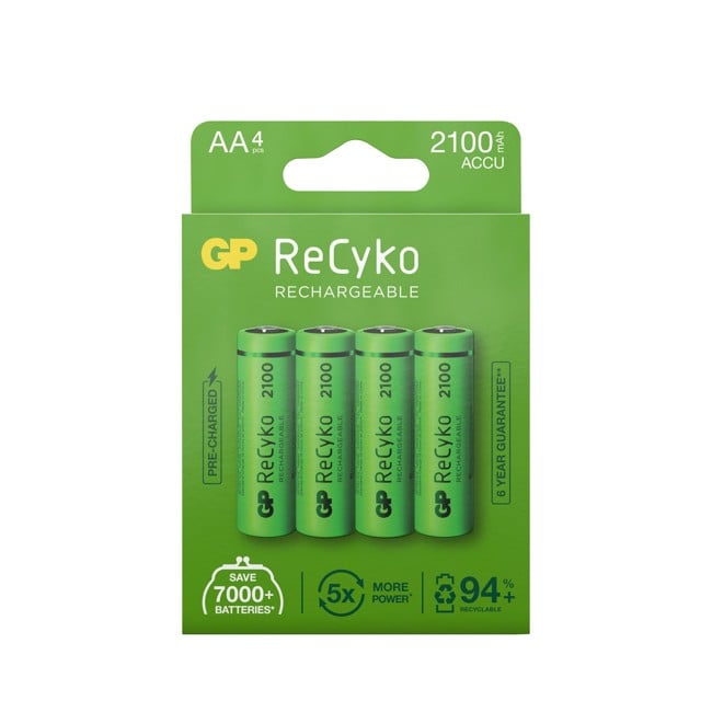 GP - ReCyko NiMH 210AAHCE Rechargeable Batteries, 4-Pack
