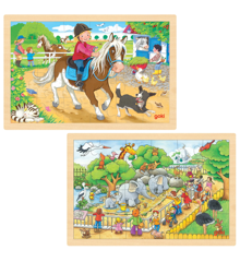 GOKI - Pony farm &  Visit at the zoo, Puzzle - 2 x 24 pieces (1240272/1240280)