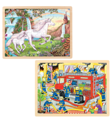 GOKI - Unicorn & Firefighting, Puzzle - 2 x 48 pieces (1240290/1240292)