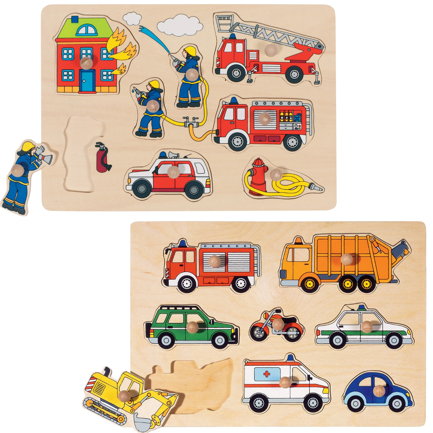 GOKI - Fire brigade&Means of transport, Lift-out puzzle (12402257/1240223) - Leker