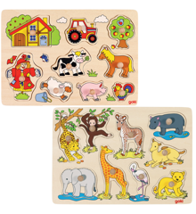 GOKI - Farm VI & African baby animals, Lift-out puzzle (1240248/1240242)