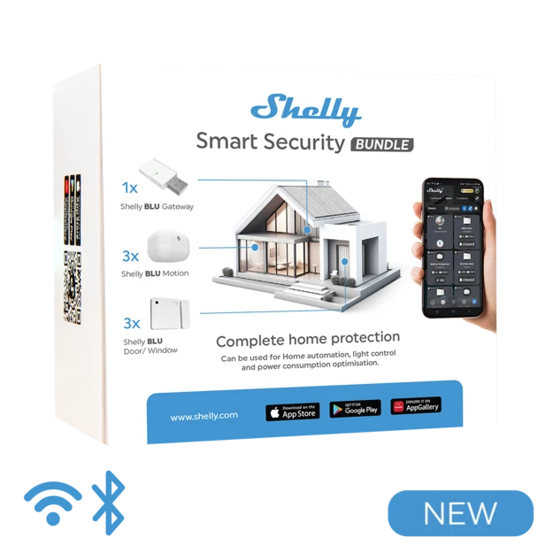 Shelly - BLU 1 pack: 3x BLU Motion + 3x BLU Door Window + 1x BLU Gateway (White) - Bundle - Elektronikk
