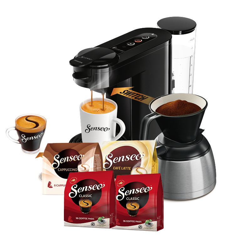 Senseo - Switch Deep Black + Coffee Pads Starterpack 88 pcs (Bundle) - Hjemme og kjøkken