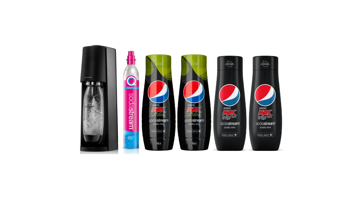 SodaStream - Terra Black + 2 x Pepsi Max + 2 x Pepsi Max Lime (Bundle)