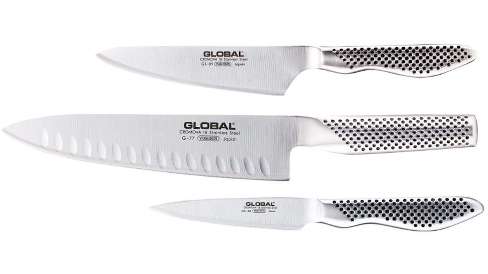Global - Classic 3 Piece Knife Set with Fluted Cooks Knife (G-773889) - Hjemme og kjøkken