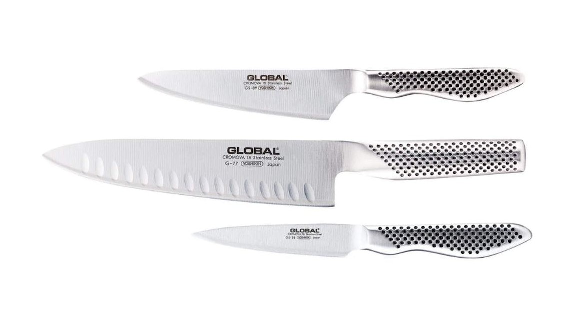 Global - Classic 3 Piece Knife Set with Fluted Cooks Knife (G-773889)
