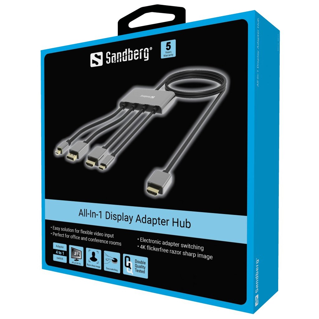 Sandberg - All-In-1 Display Adapter Hub - Elektronikk