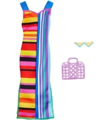 Barbie - Fashion and Accessories Complete Look - Utfit Striped dress (HJT22)