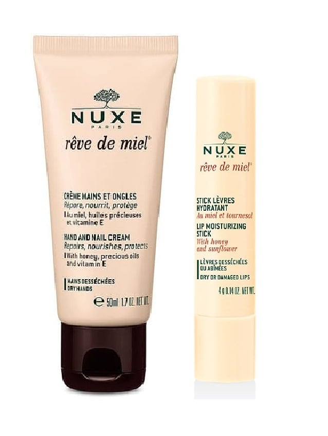 Nuxe - Rêve de Miel Hand and Nail Cream 50 ml + Nuxe - Rêve de Miel Lip Moisturizing Stick 4 g - Skjønnhet