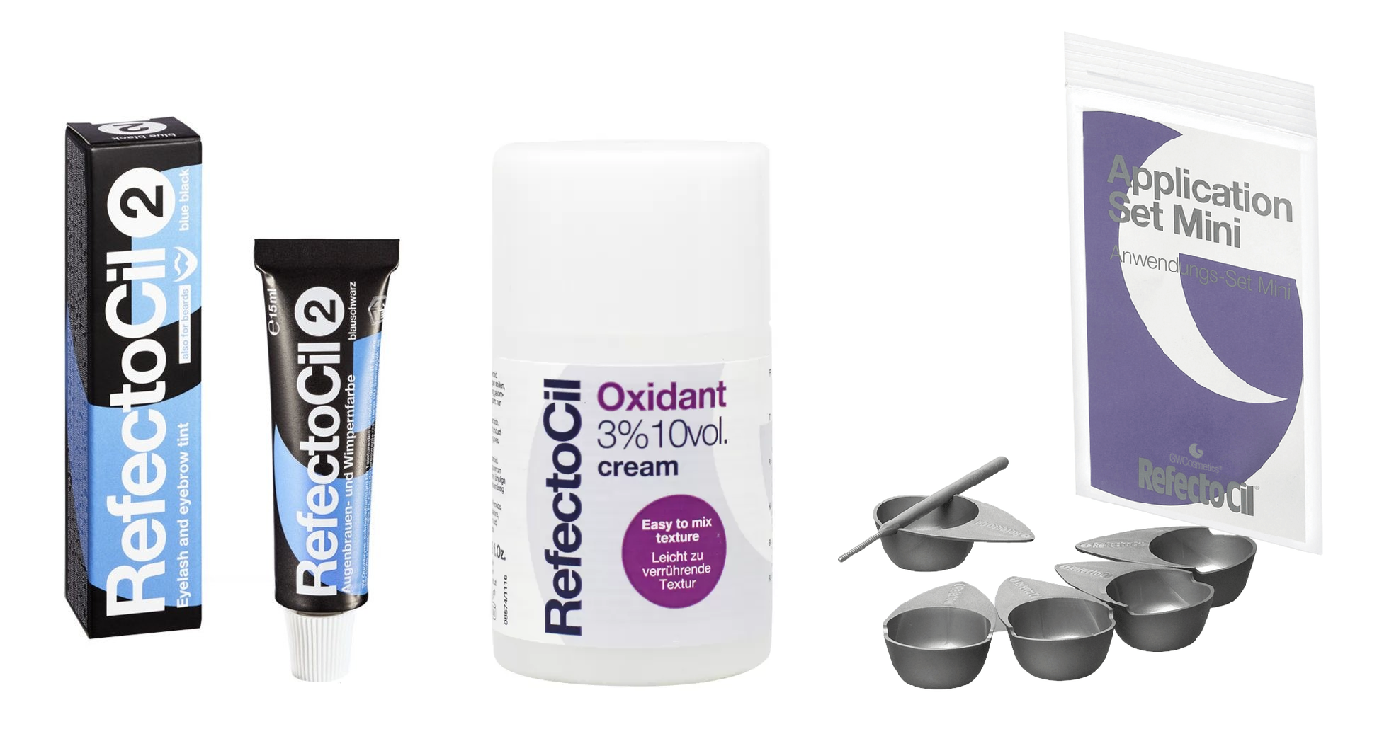 4: RefectoCil - Eyelash and Eyebrow Color Blue Black 2 + RefectoCil - Oxidant cream 3%, 100 ml + RefectoCil - Application Set Mini