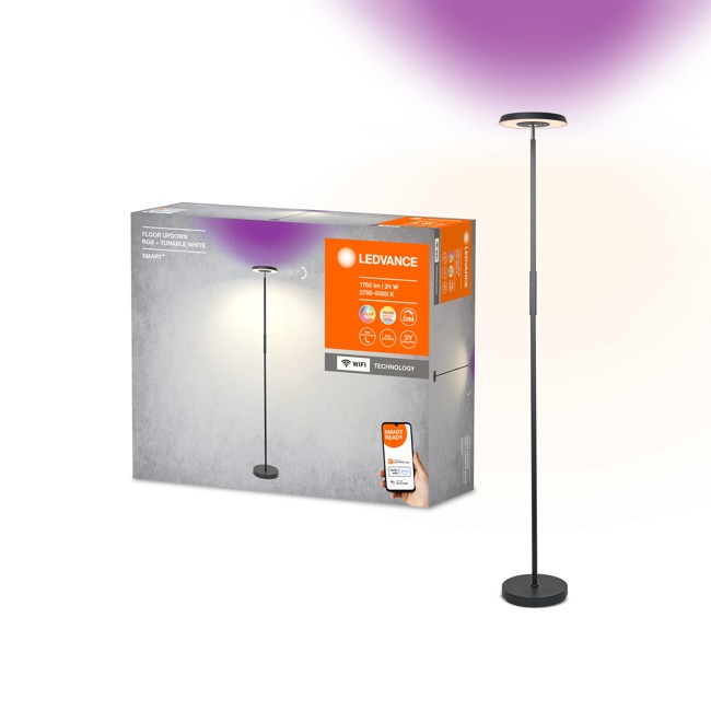 Ledvance - SMART+ UP/DOWN Golvlampa - 1750lm, 24W, WiFi, RGB+827-850, Svart