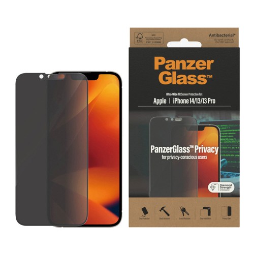 PanzerGlass - Privacy Screen Protector Apple iPhone 14 - 13 - 13 Pro - Ultra-Wide Fit