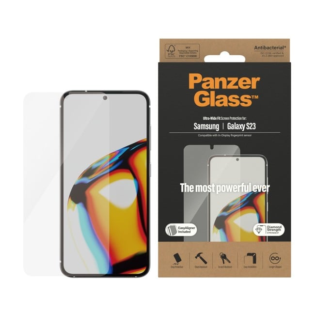 PanzerGlass - Screen Protector Samsung Galaxy S23 - Ultra-Wide Fit m. EasyAligner