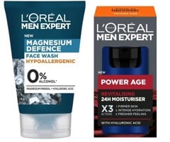 L'Oréal Paris - Men Expert Magnesium Defense Face Wash 100 ml + Power Age Revitalizing Moisturiser 50 ml