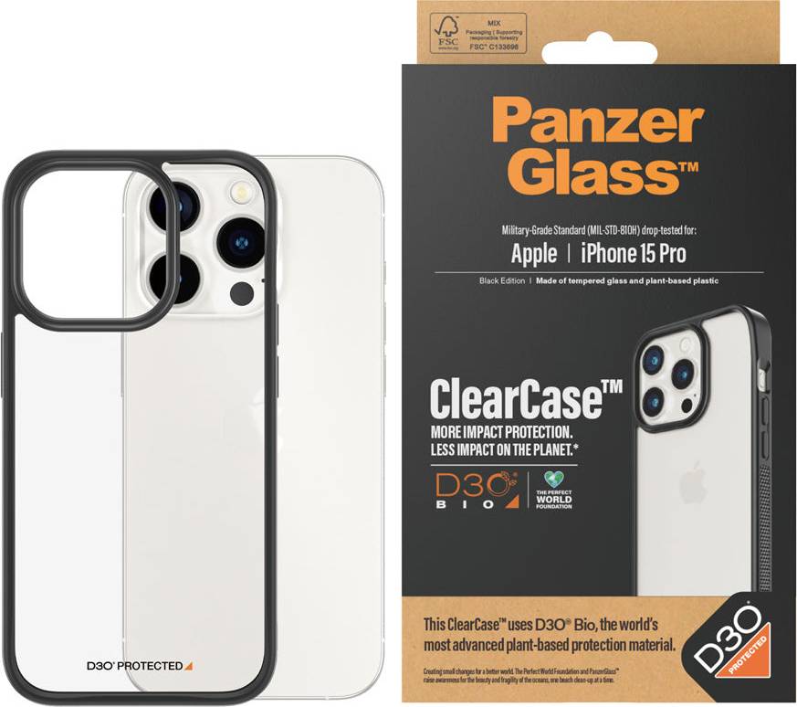 Panzerglass Clearcase With D30 Iphone 15 Pro Transparent & Black