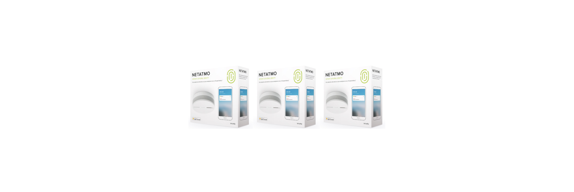 Netatmo - 3x Smart Smoke Alarm 85dB Siren, Wi-fi, Bluetooth - Bundle
