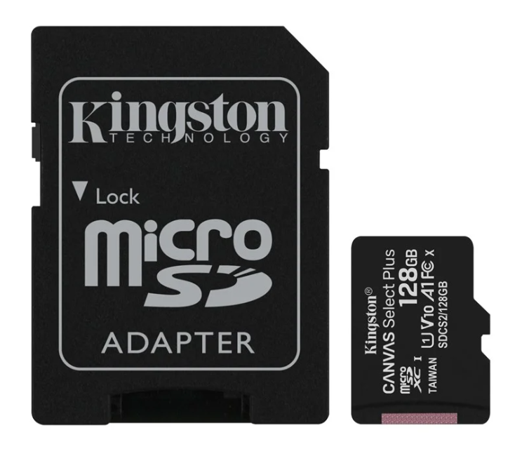 Kingston - 128GB micSDXC Canvas Select Plus 100R A1 C10 Card + ADP