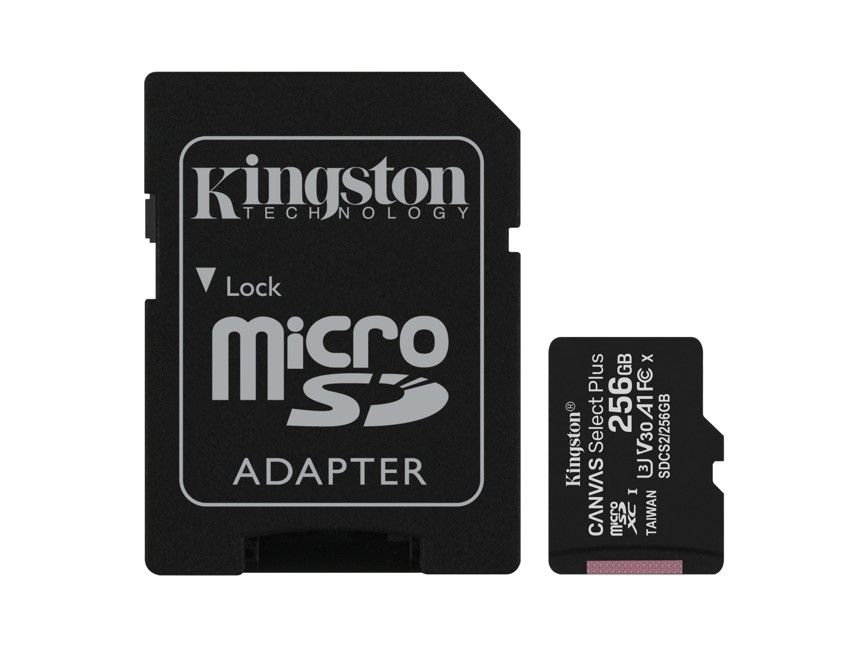 Kingston - 256GB micSDXC Canvas Select Plus 100R A1 C10 Card + ADP