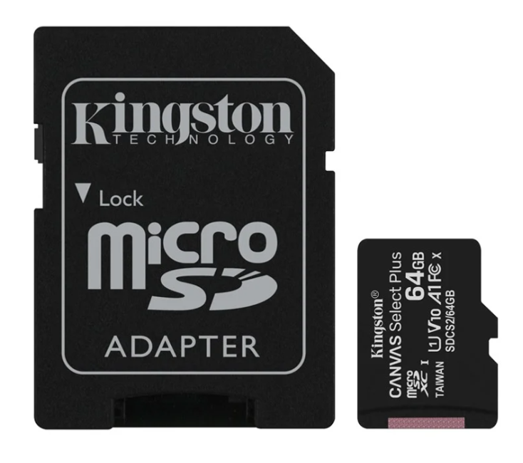 Kingston - 64GB micSDXC Canvas Select Plus 100R A1 C10 Card + ADP