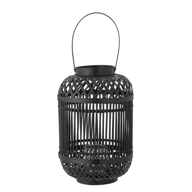 Bloomingville - Tilla Lantern w/Glass, Black, Bamboo (82056764)