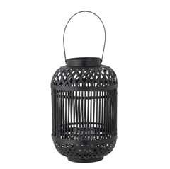 Bloomingville - Tilla Lantern w/Glass, Black, Bamboo (82056764)