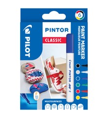 Pilot - Pintor Marker-Box mit 6 klassischen Farben (feine Spitze)