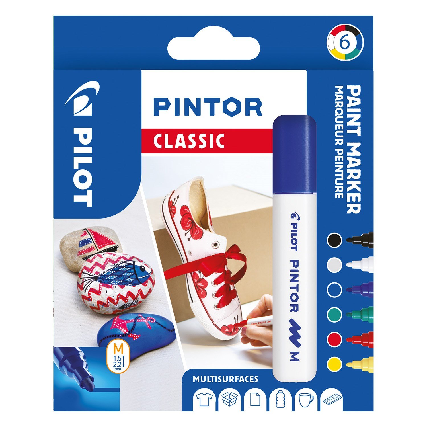 Pilot - Pintor Marker box with 6 classic colors (Medium Tip) - Leker