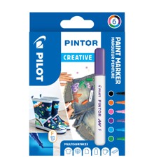 Pilot - Pintor Kreativ Marker æske med 6 klassiske farver (Fin spids)