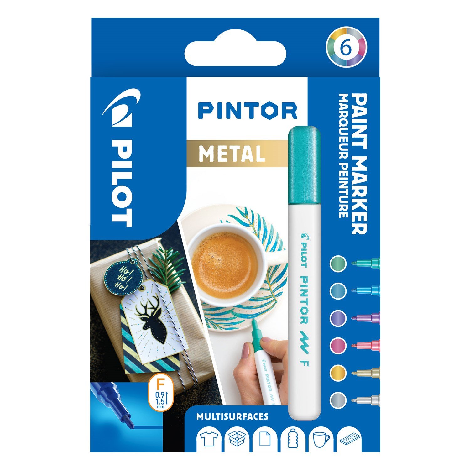 Pilot - Pintor Marker Fine Metal Mix 6 colors (Fine Tip) - Leker