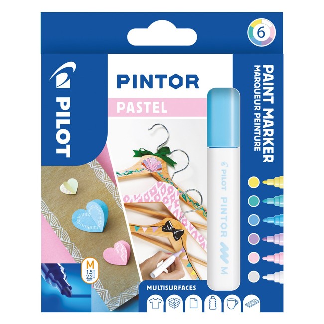 Pilot - Pintor Marker Fine Pastel Mix 6 farver (Medium Tip)